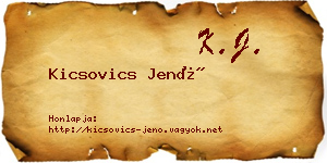 Kicsovics Jenő névjegykártya